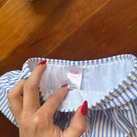 Ruffle Butts Blue and Pink Striped Bikini - Picture 2 of 3